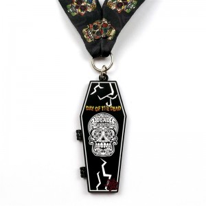 Metal Die Casting 7/8-ιντσών Ματ Black Metal Medal Halloween Clamshell Sports Medals